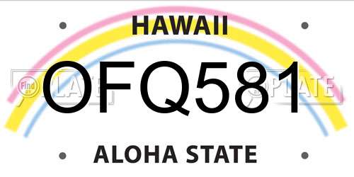 OFQ581 Hawaii License Plate