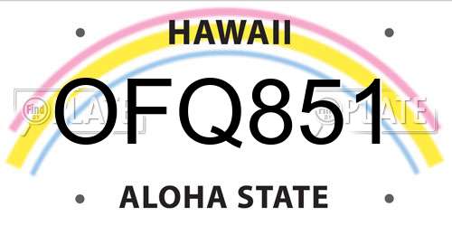 OFQ851 Hawaii License Plate