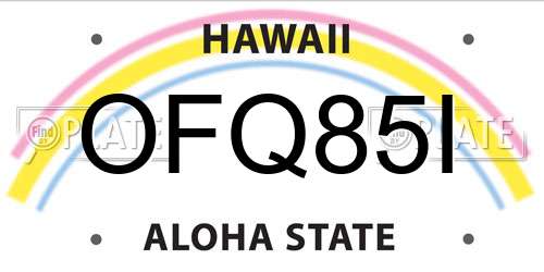 OFQ85I Hawaii License Plate