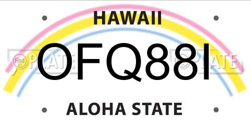 OFQ88I Hawaii License Plate