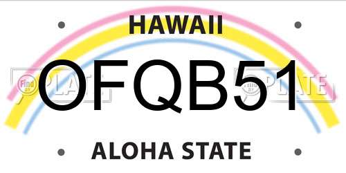 OFQB51 Hawaii License Plate