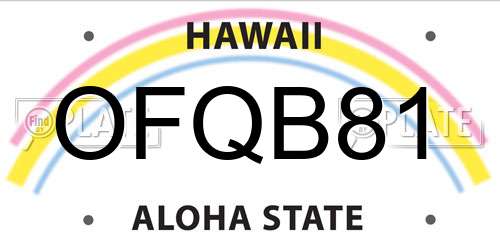 OFQB81 Hawaii License Plate