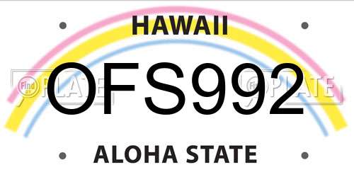 OFS992 Hawaii License Plate