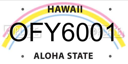 OFY6001 Hawaii License Plate