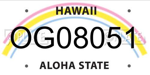 OG08051 Hawaii License Plate
