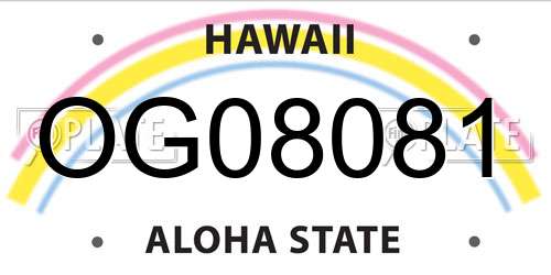 OG08081 Hawaii License Plate