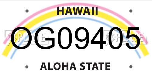 OG09405 Hawaii License Plate