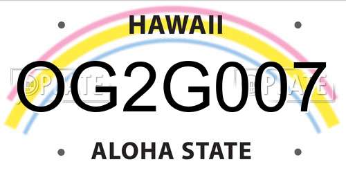 OG2G007 Hawaii License Plate