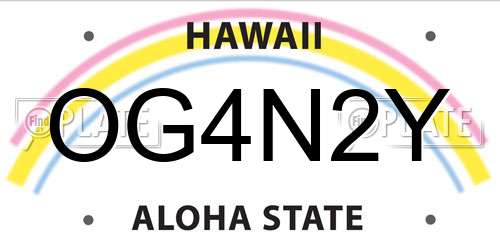 OG4N2Y Hawaii License Plate