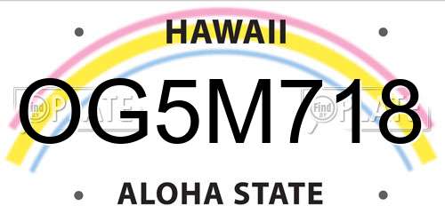 OG5M718 Hawaii License Plate