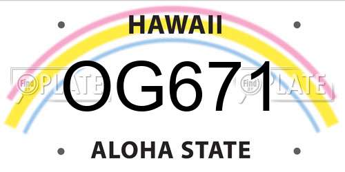 OG671 Hawaii License Plate