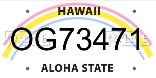 OG73471 Hawaii License Plate