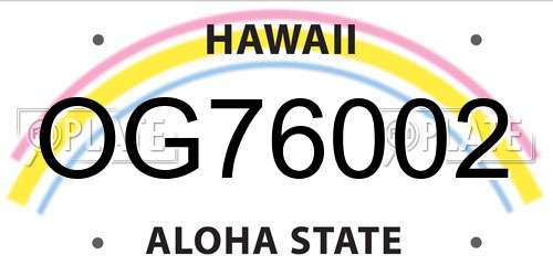 OG76002 Hawaii License Plate