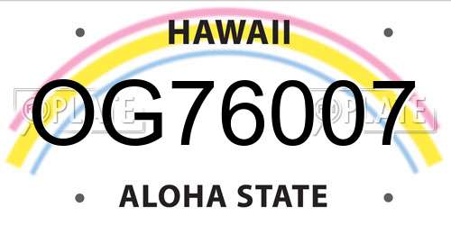 OG76007 Hawaii License Plate