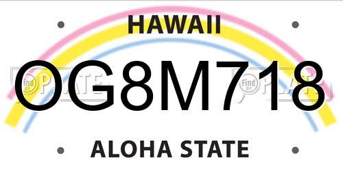 OG8M718 Hawaii License Plate