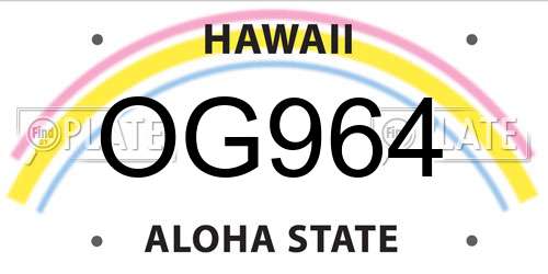 OG964 Hawaii License Plate