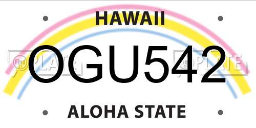 OGU542 Hawaii License Plate