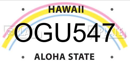 OGU547 Hawaii License Plate