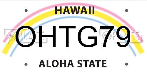 OHTG79 Hawaii License Plate