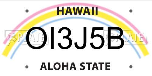 OI3J5B Hawaii License Plate