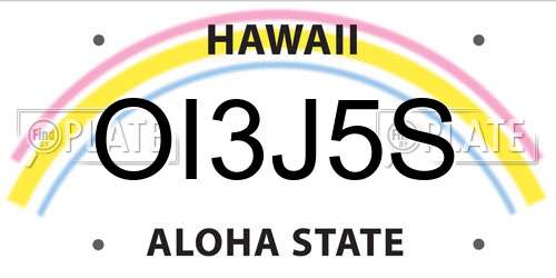 OI3J5S Hawaii License Plate