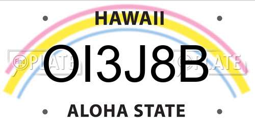 OI3J8B Hawaii License Plate