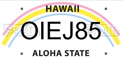 OIEJ85 Hawaii License Plate