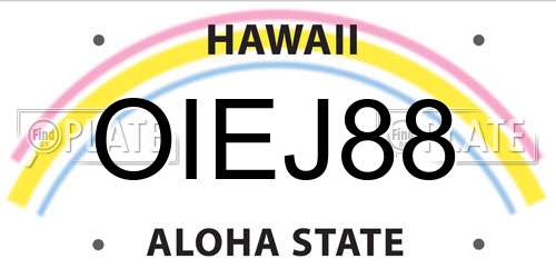 OIEJ88 Hawaii License Plate