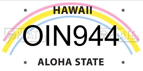 OIN944 Hawaii License Plate