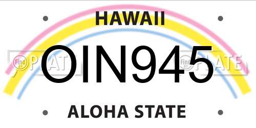 OIN945 Hawaii License Plate