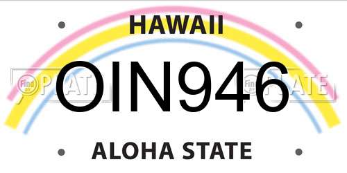 OIN946 Hawaii License Plate