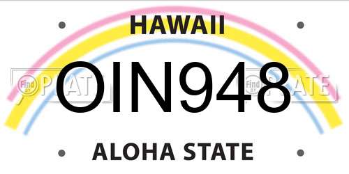 OIN948 Hawaii License Plate