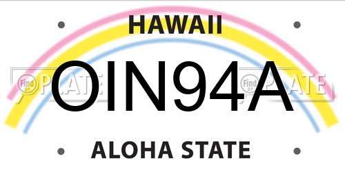 OIN94A Hawaii License Plate
