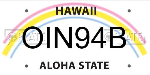 OIN94B Hawaii License Plate