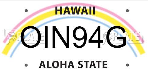 OIN94G Hawaii License Plate