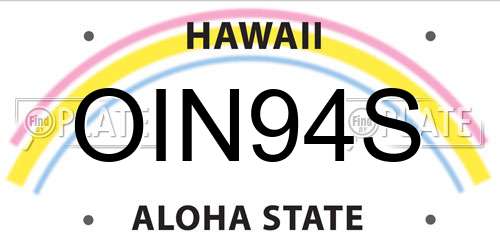 OIN94S Hawaii License Plate