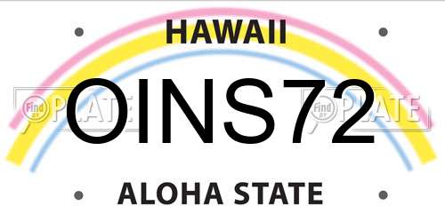 OINS72 Hawaii License Plate