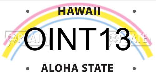 OINT13 Hawaii License Plate