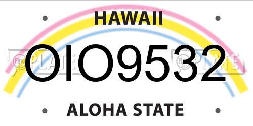 OIO9532 Hawaii License Plate