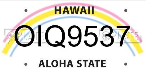 OIQ9537 Hawaii License Plate