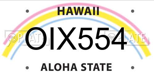 OIX554 Hawaii License Plate