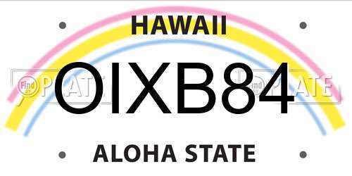 OIXB84 Hawaii License Plate