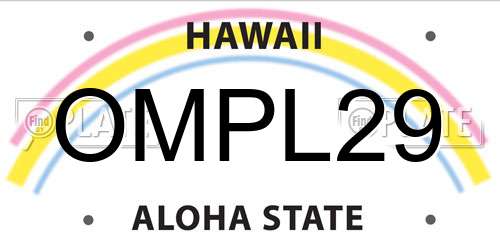 OMPL29 Hawaii License Plate