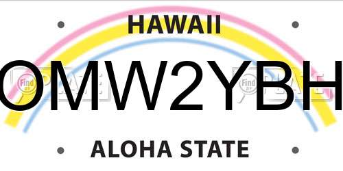 OMW2YBH Hawaii License Plate