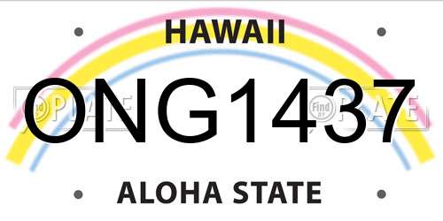 ONG1437 Hawaii License Plate