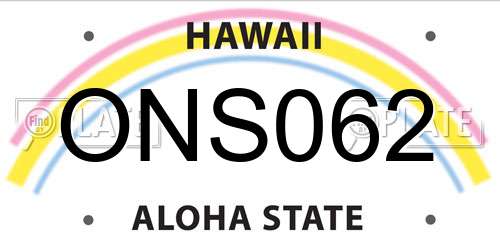 ONS062 Hawaii License Plate