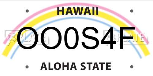 OO0S4F Hawaii License Plate
