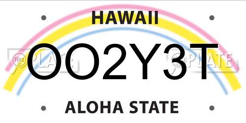 OO2Y3T Hawaii License Plate