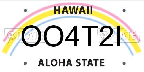 OO4T2I Hawaii License Plate