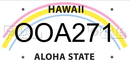 OOA271 Hawaii License Plate